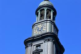 Photo of St Michaels church tower. Here is the huge clock tower of st Michael's church which is in fact the largest of it's kind in Germany. , David Lally - September 2016
