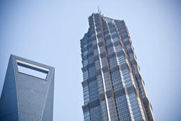 Photo of Jin Mao Tower and SWFC, Shanghai Tops of Jin Mao Tower (right) and Shanghai World Financial Center (SWFC) in Lujiazui financial district of Pudong, Shanghai - November 2011