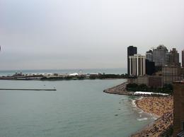 Photo of Navy Pier and beach A view of Navy Pier and a Lake Michigan beach from an apartment building on Lakeshore Avenue , Leah - May 2011
