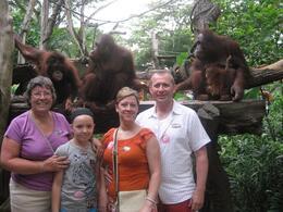 Photo of Breakfast Time Esther, Xara, Lisa and Stu. Celebrating Stu's birthday by having breakfast with the Orangutans. We were taking so many photographs we forgot to eat breakfast!, Esther B - August 2009