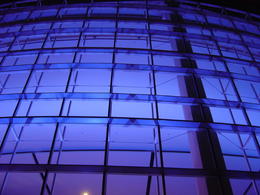 Photo of Blue wall at Staples Center in LA Blue wall of boxes at Staples Center, in downtown LA,CA - May 2011