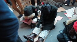 Photo of Sleeping in Times Square - nothing better to do for the next 13 hours... Japanese tourists waiting for the New Year 2016 in Times Square , Dan D - January 2016