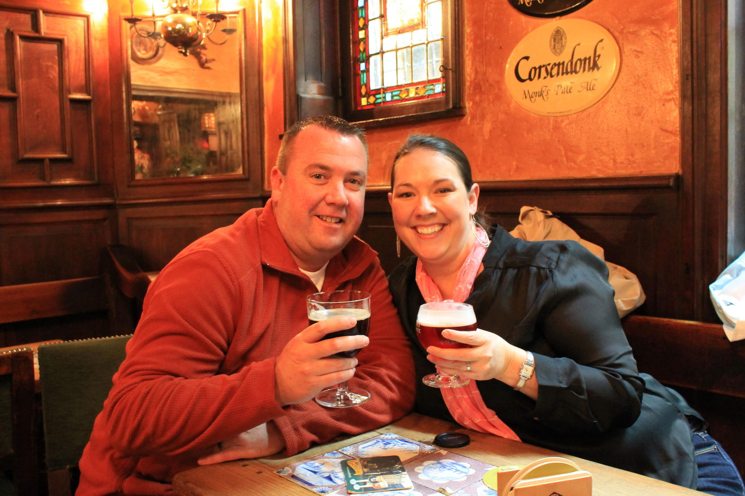 Enjoying a brew in the oldest bar in Brussels!