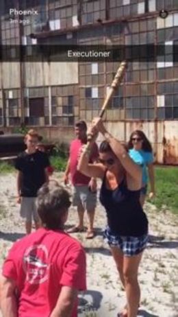 Photo of Lucille and Negan reenactment of the cliffhanger last season! All in fun! Keeping the hubby in line! One of the famous movie scenes in Newnan, GA. This tour is the ONLY one that lets you get this close! , Bryan S - August 2016