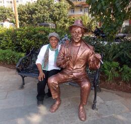 Photo of Walk of the Stars Bandra Bandstand Im with statue of Raj Kapoor who is famous bollywood top actor also see all stars hand print on the footpath. I enjoyed it very much. great photo shots. , Miss R B - January 2014