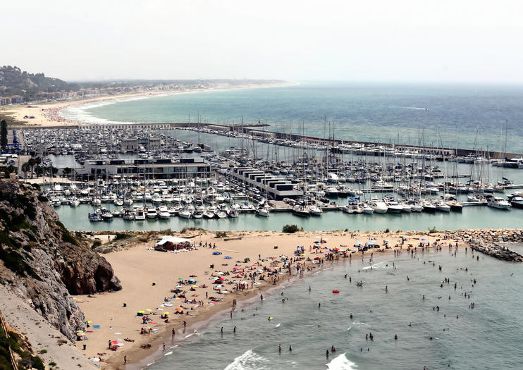 Barceloneta Beach Located Near Port Olimpic Area In Barcelona