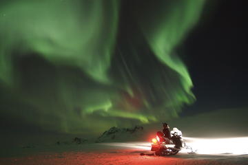 Northern Lights Snowmobiling Experience on Langjökull Glacier from...