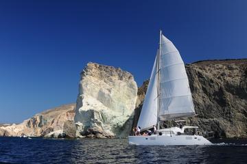Private Catamaran Sailing in Santorini with BBQ Meal and Drinks