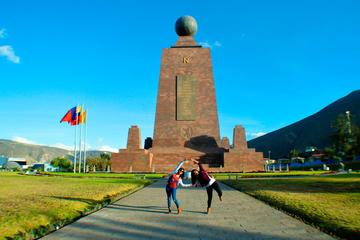Pululahua Crater and Middle of the World Monument from Quito