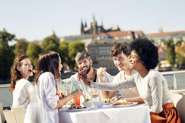 1hr Vltava River Cruise with Coffee, Dessert & Free Airport Transfer