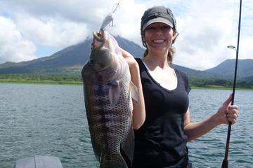 Sport fishing at Arenal Lake of La Fortuna in a boat half day tour