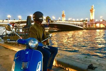 Paris by Night Vespa Scooter Private Sightseeing Tour with Guide