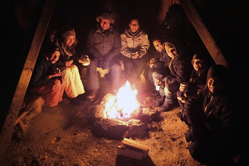 Evening Snowshoe Trip with a Bonfire in Tromso
