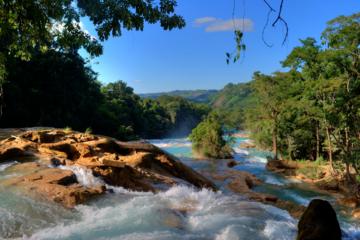 Day Trip to Agua Azul Waterfalls and Palenque from San Cristobal
