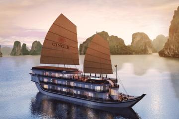 Ginger Cruise Luxury Ha Long Cua Van floating fishing village visit Titop Island