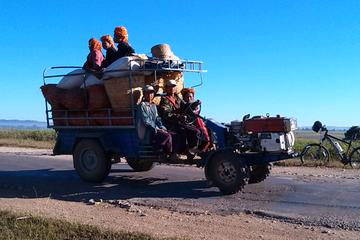 Biking along the east bank of Inle Lake