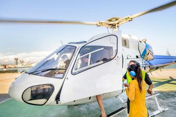 360 Open Top Luxury Minibus Boat Ride and Helicopter Flight or Cable Car Barcelona Premium Small Group