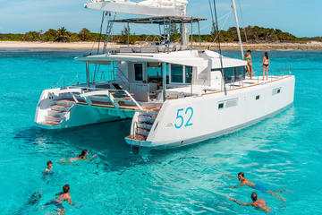 Santorini Luxury Sailing Catamaran Cruise with BBQ and Drinks