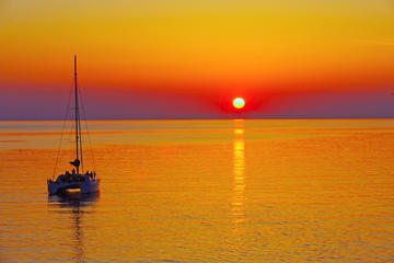 Santorini Sunset Luxury Sailing Catamaran Cruise with BBQ and Drinks