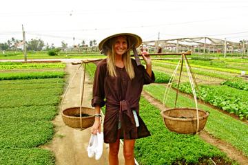 Being farmers at Tra Que Eco tour from Hoi An