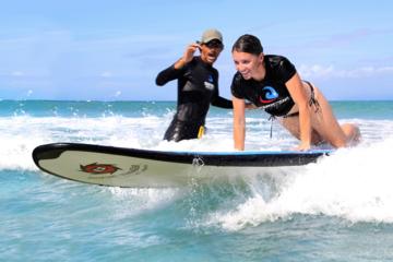 Professional Surfing Lessons at La Pared Beach in Luquillo